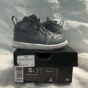 Nike Air Jordan Retro Mid Td Cool Gray 640735-031 Toddler Shoes Size 5C